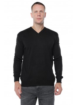 Pulover barbatesc ,Cashmere, Giovane Ricco, in anchior, cu lana merinos si casmir, Negru